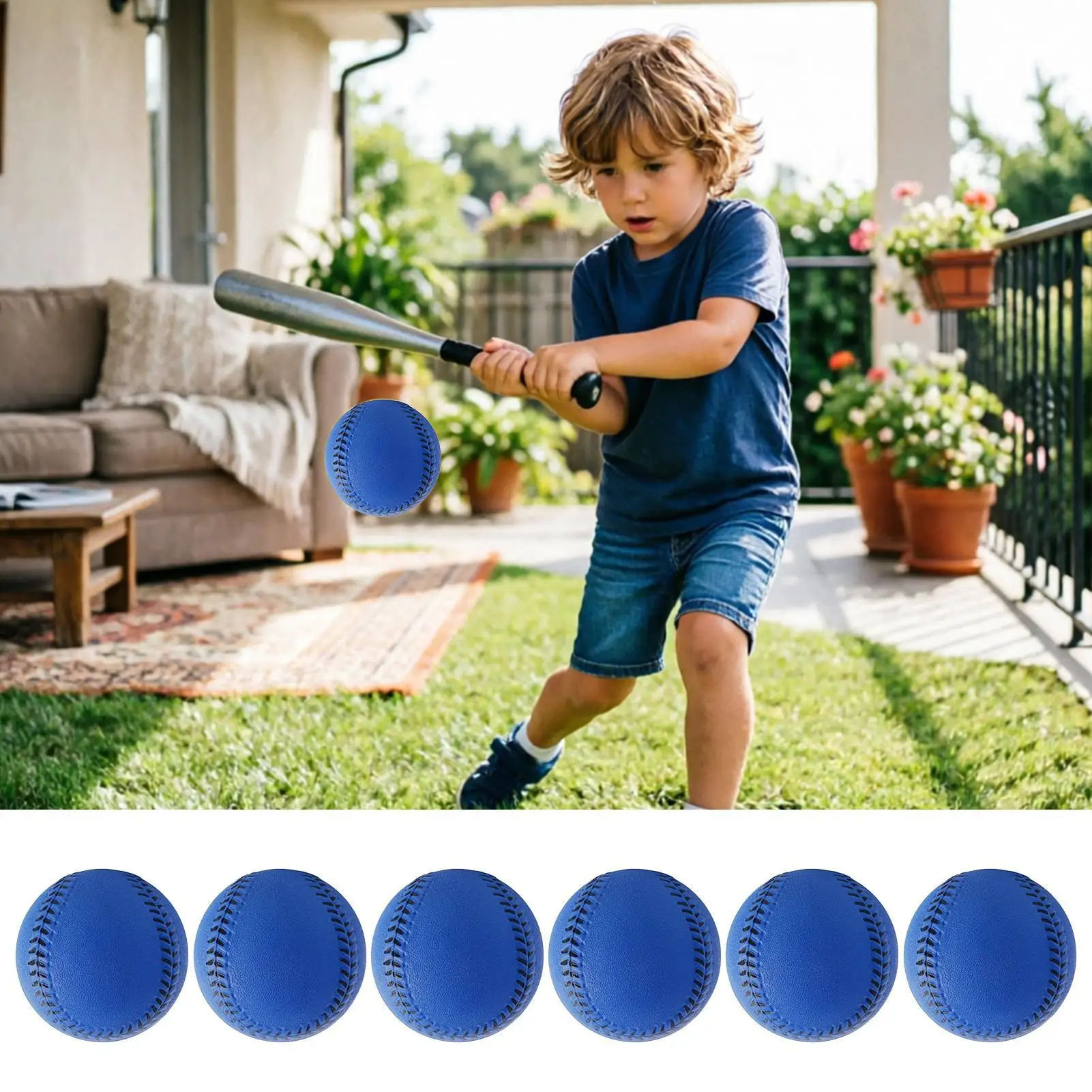 Indoor Baseball 6 Pieces Safe Soft PU Foam Throwing Toys Kids Practice Baseballs For Indoor Outdoor Backyard Beach Party Sports