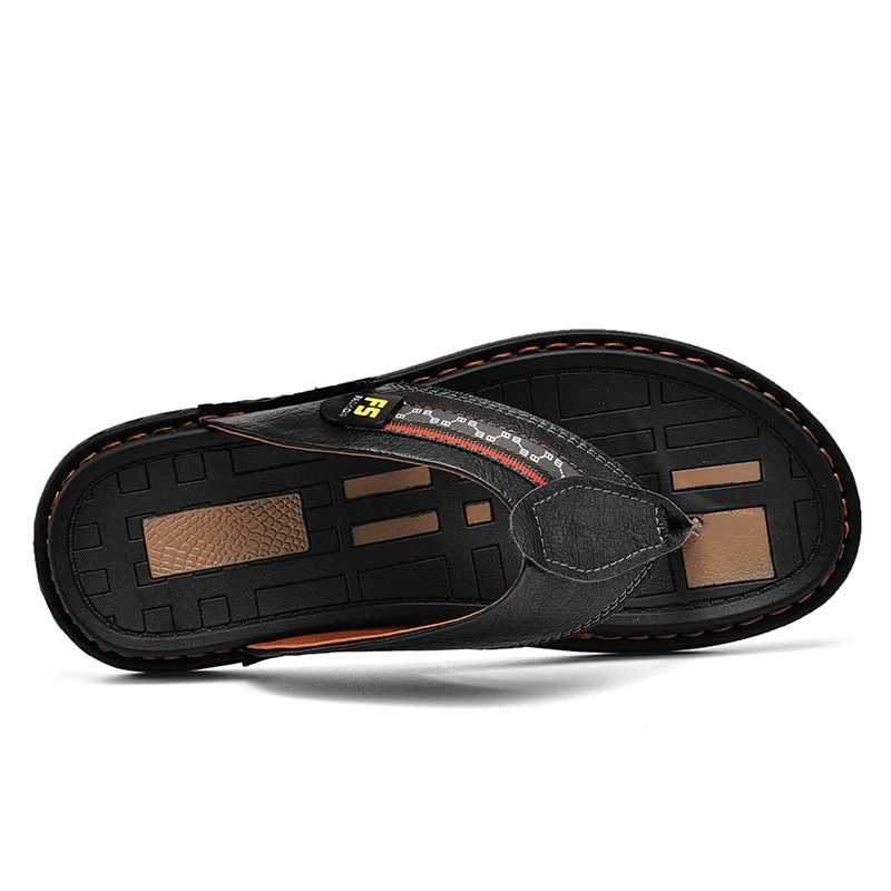 Fashion PU Leather Flip Flops Men Slippers 2022 New Summer Shoes Luxury Brand Designer image 5