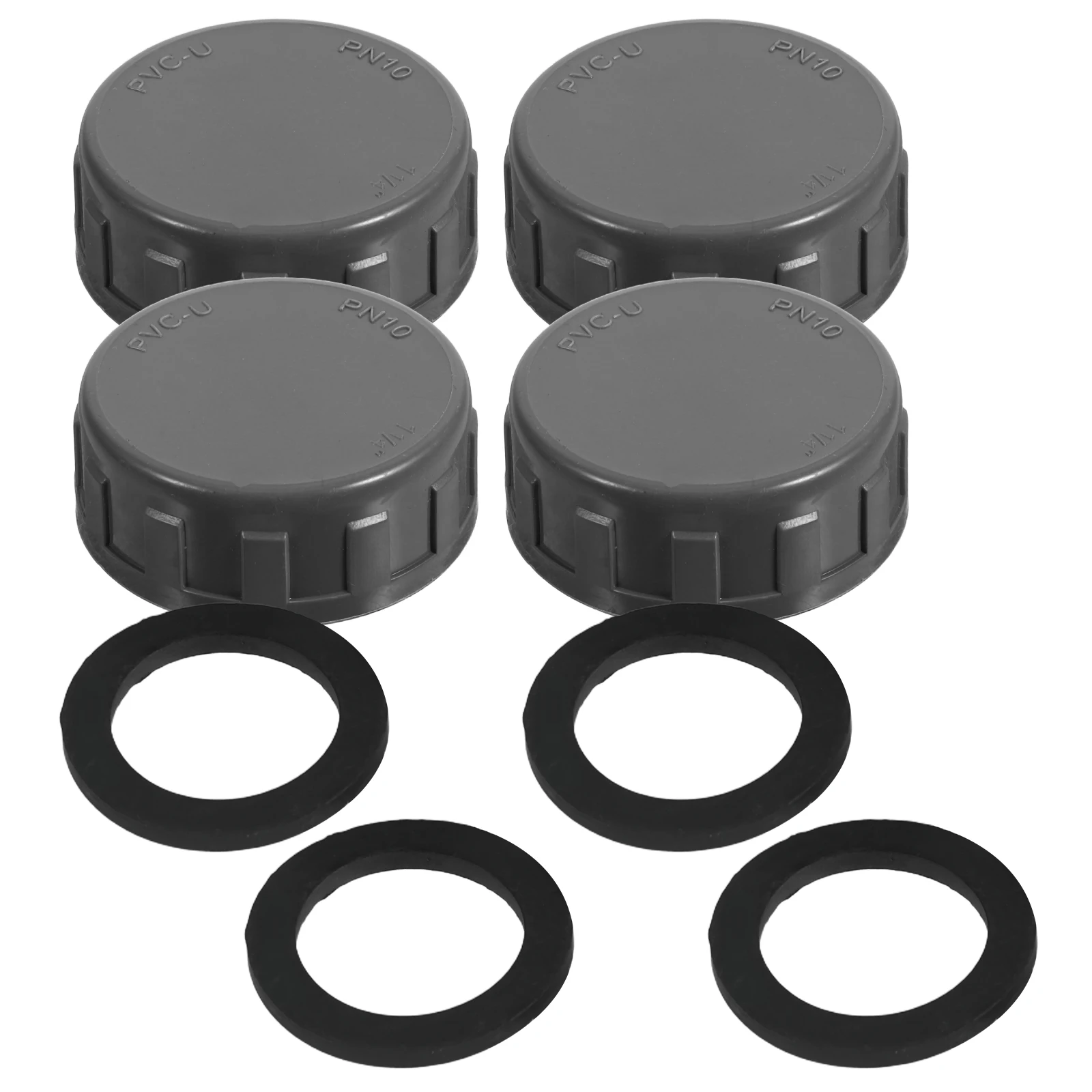 

4 Sets 40mm Internal Threaded PVC Pipe Cap Grey Female Fitting Washer Water Pipe Sealing Connection Plumbing System