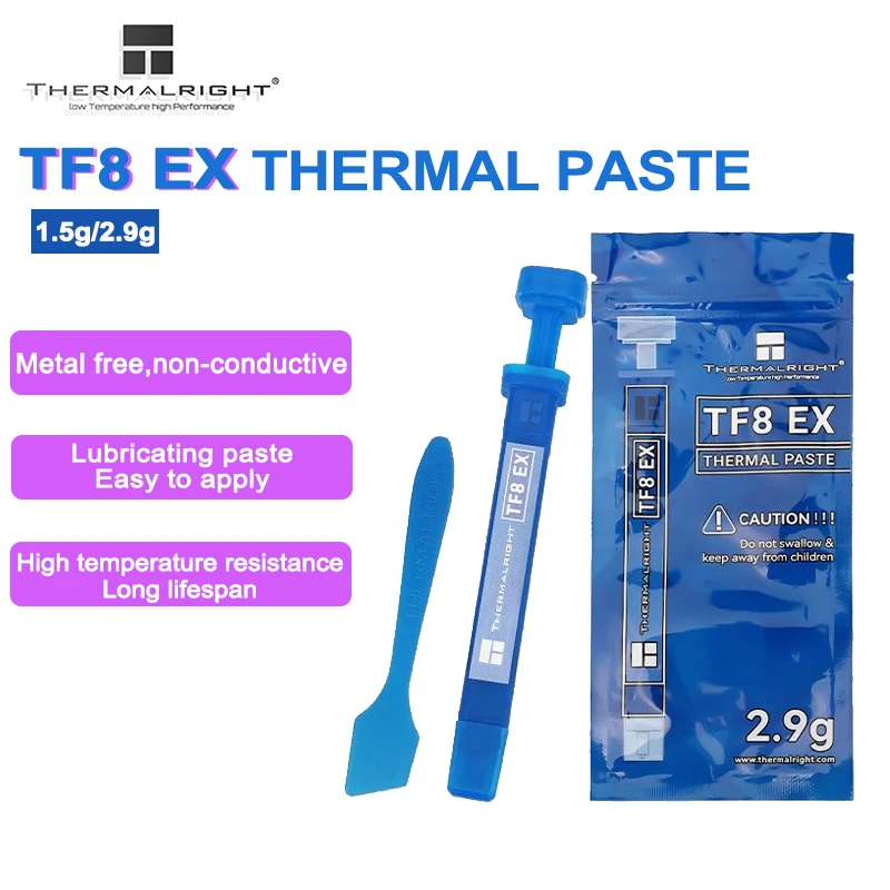 

Thermalright TF8 EX 1.5g/2.9g Thermal Grease 14W/M.K Desktop Computer Notebook Graphics card CPU Cooler Thermal Paste