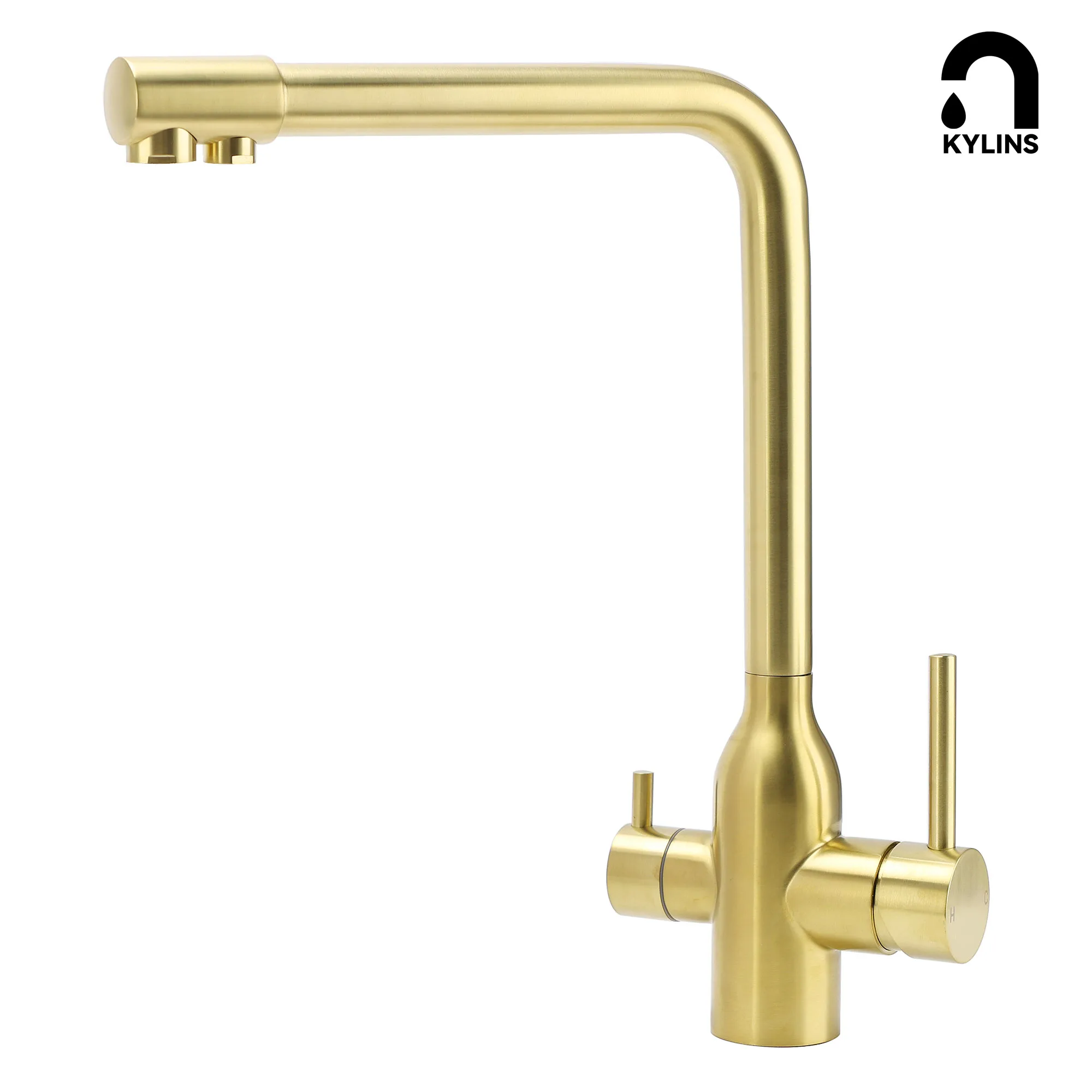 

KYLINS Kitchen Tap Faucet Swivel Round 3 Way Kitchen Mixer Tap Pure Water Sink Kitchen Faucet Spout Brushed Gold mixer tap