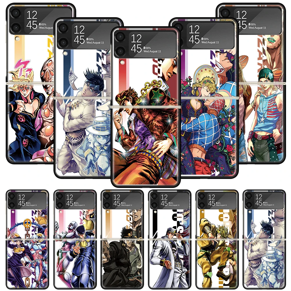 JoJo Bizarre Adventure Anime Phone Case For Samsung Galaxy Z Flip 6 5 4 3 5G Black Cover ZFlip6 ZFlip4 ZFlip5 ZFlip3 Coque Funda