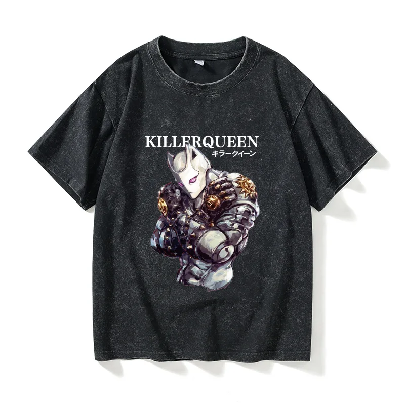 

Футболка с принтом JOJO's Adventure Anime, модная одежда, хлопковый повседневный топ с принтом Queen для мужчин и женщин