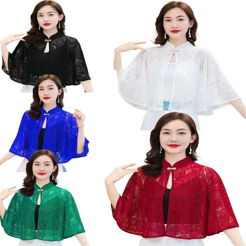 Protection Cervical Spine Spring Summer Shawl Lace Raglan Sleeve False Collar Fashion Tulle Shawl Thin Scarf Women Lady Girl