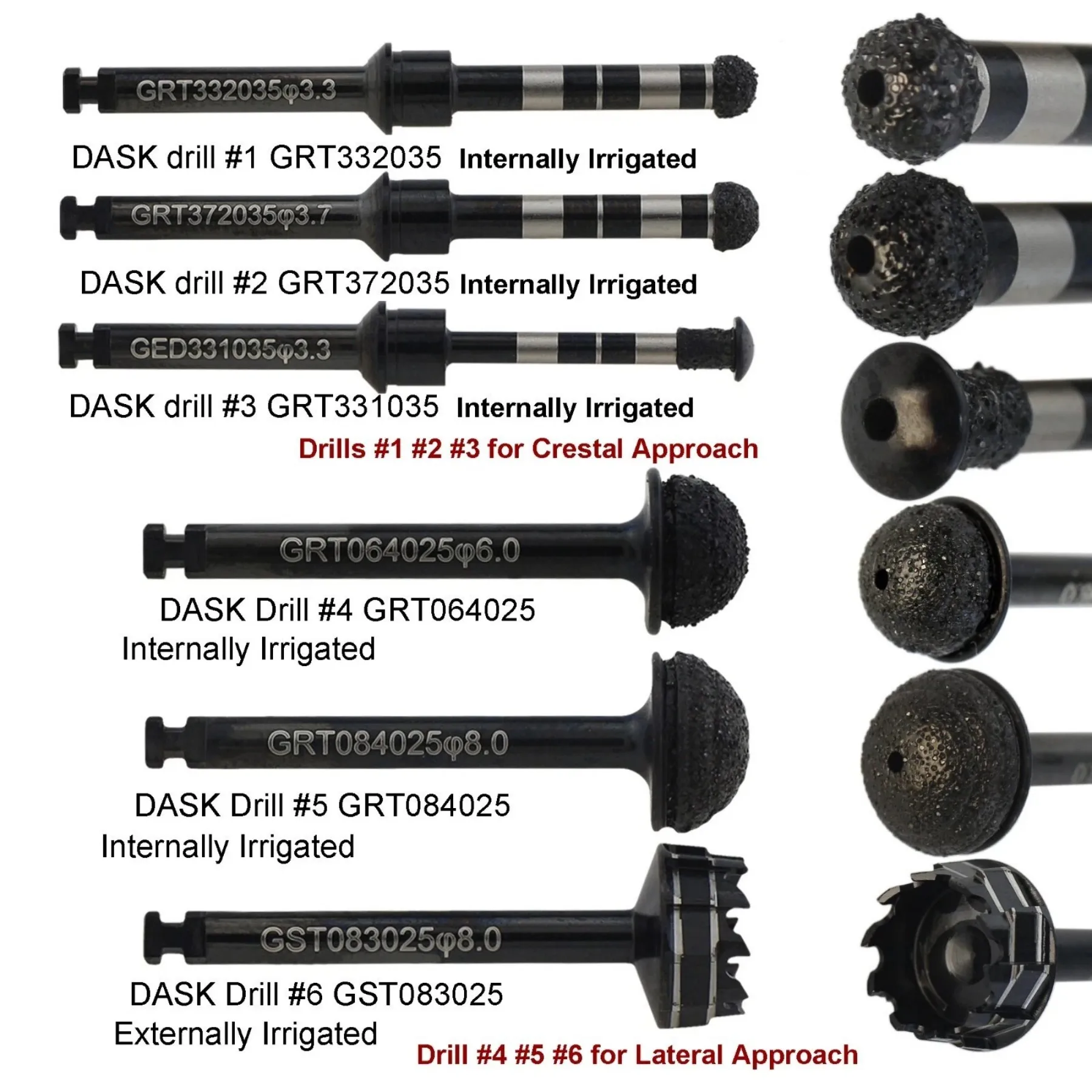 6X Implant DASK Sinus Lift Kit Diamond Bur Reamer Crestal Lateral Approach Drill