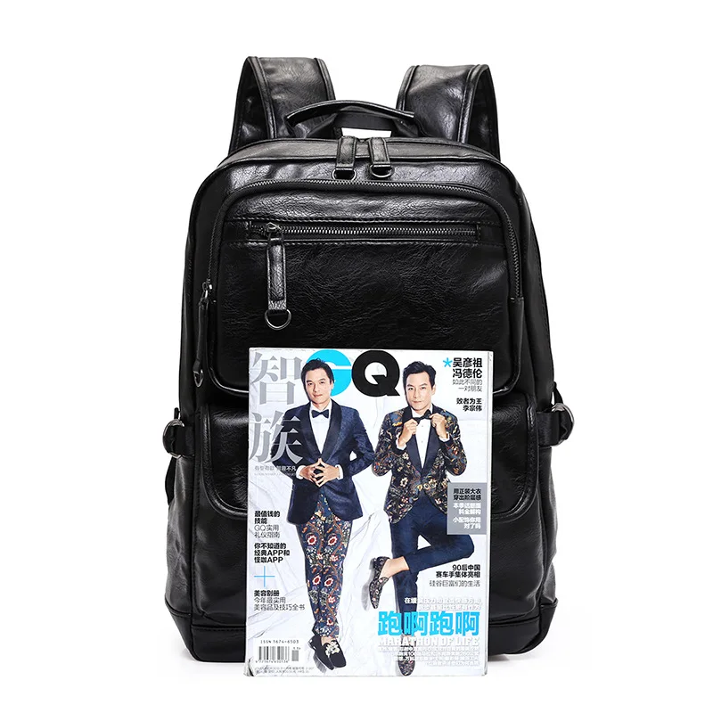 2023 New Men Backpacks Fashion High Quality Leather Male Korean Student Backpack Boy Business Laptop School Computer Bags