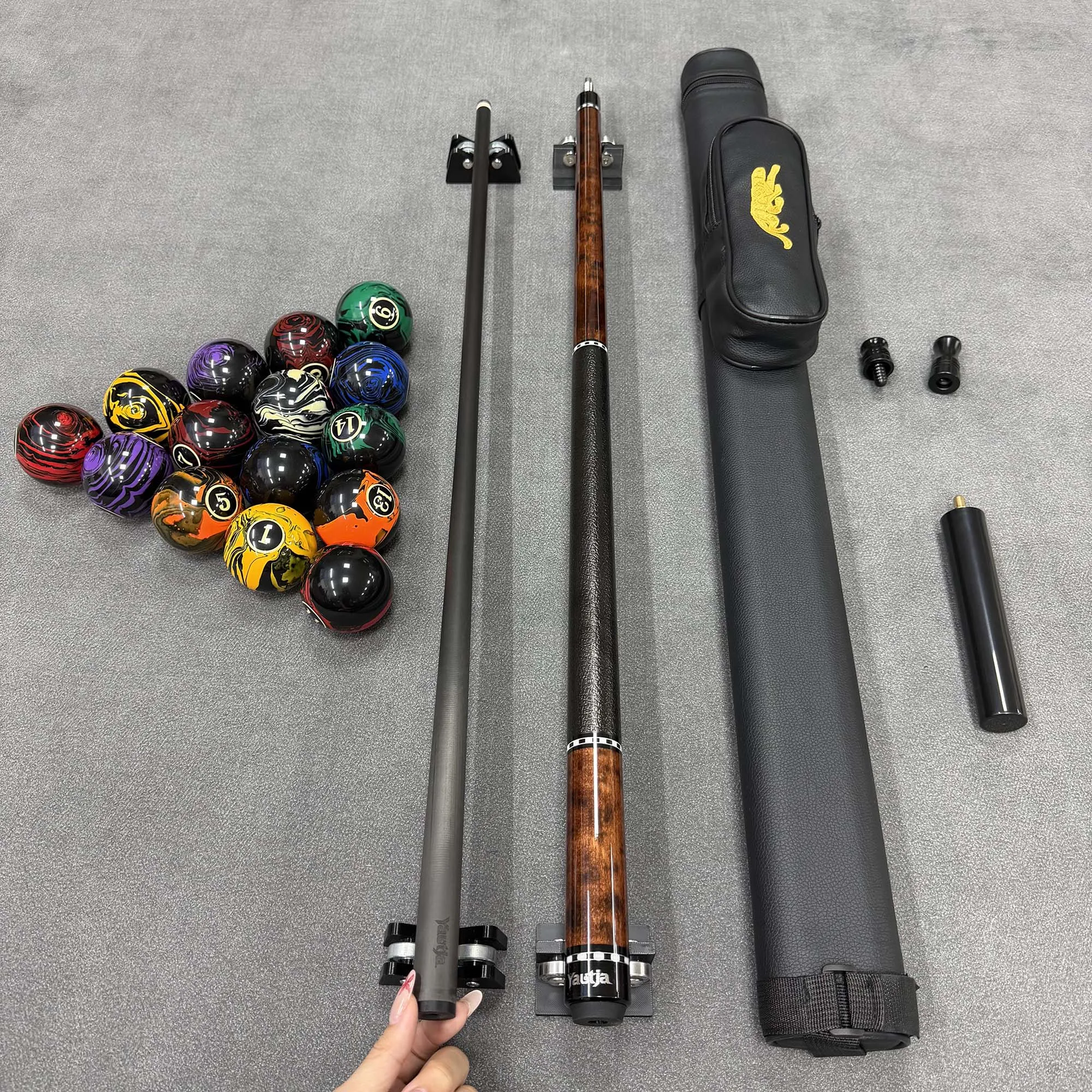 Split Cue Stick, Head Diameter 12.5mm, Stick Length 148cm, Equipped with Cue Stick Tube+Extended Handle+Interface Protection Cov