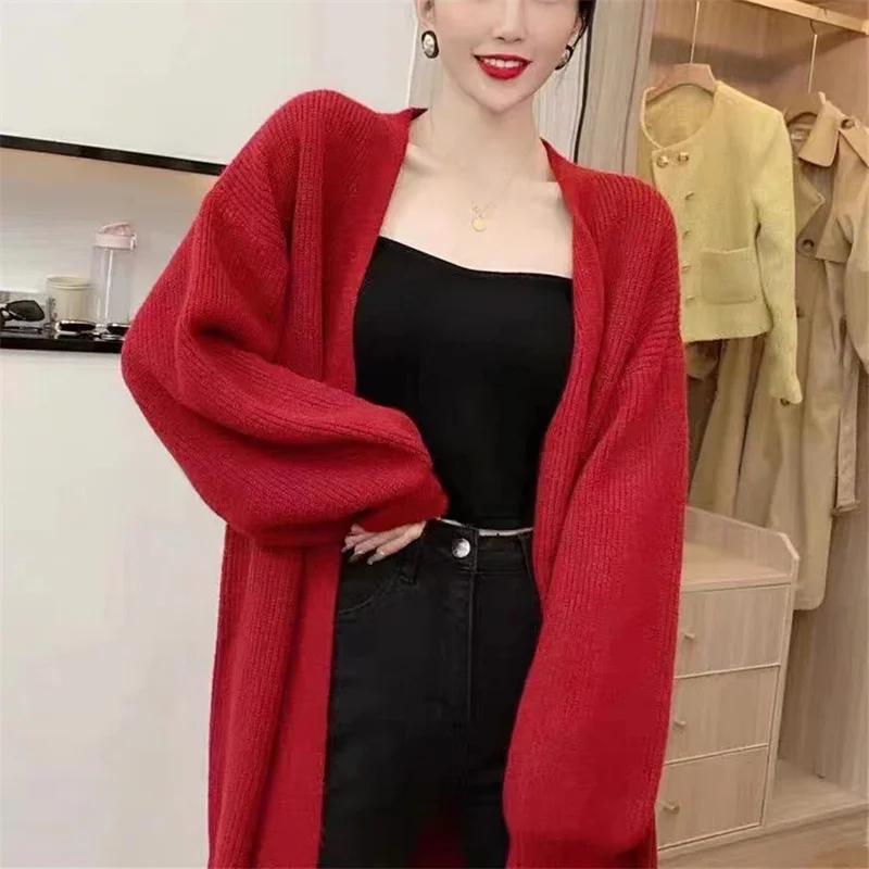 

Mid-Long Cardigans Navy Womens Summer Loose-Fit Hollowing Cute Fit Ballet Longline Boho Cotton Harajuku Layering Lettuce Holes