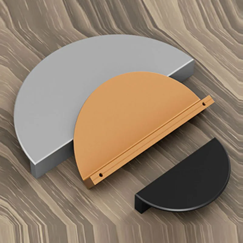 1PCS Minimalist Luxury Thick Aluminum Alloy Cabinet Door Pulls Semi-Circular Wardrobe Furniture Drawer Handles Half-Moon Shape
