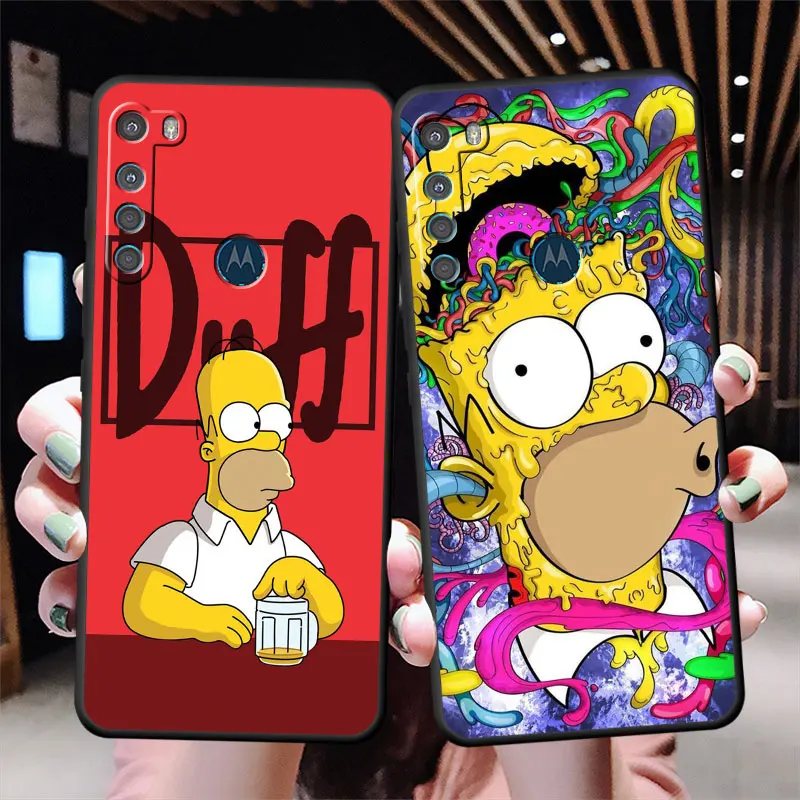 Case For Motorola G60 G52 G30 G53 Edge 40 G72 G22 G71 G51 G31 G32 30 Neo One Fusion 20 Black Phone Cover Funny Homer Simpson