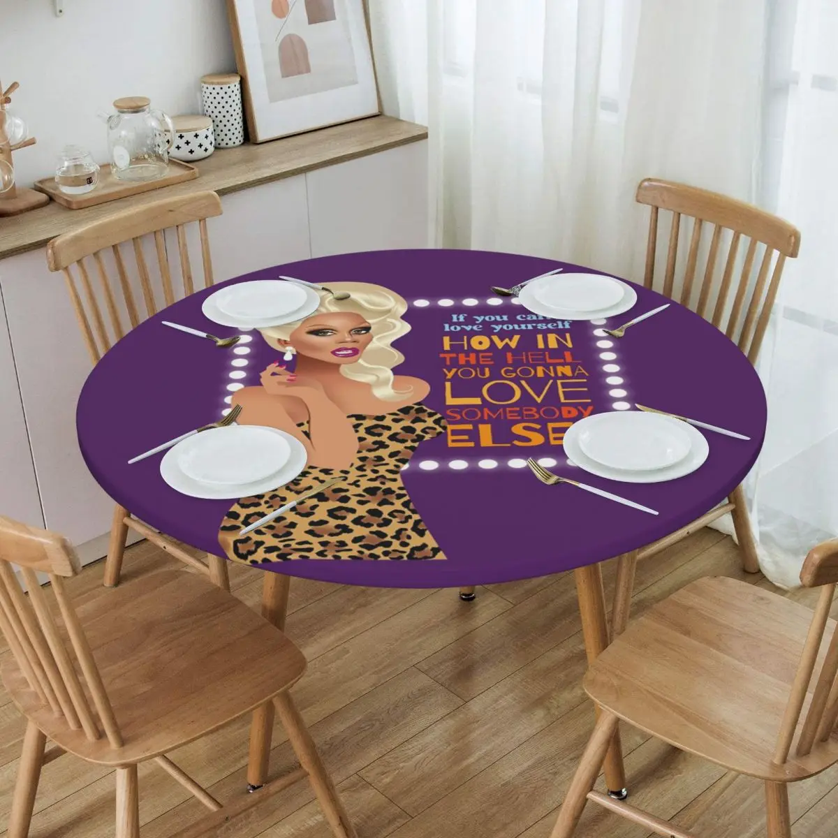 Drag Queen Royalty RuPaul's Drag Race Rupaul RPDR Round Tablecloth Oilproof Table Cloth for Kitchen Events Dining Table Cover