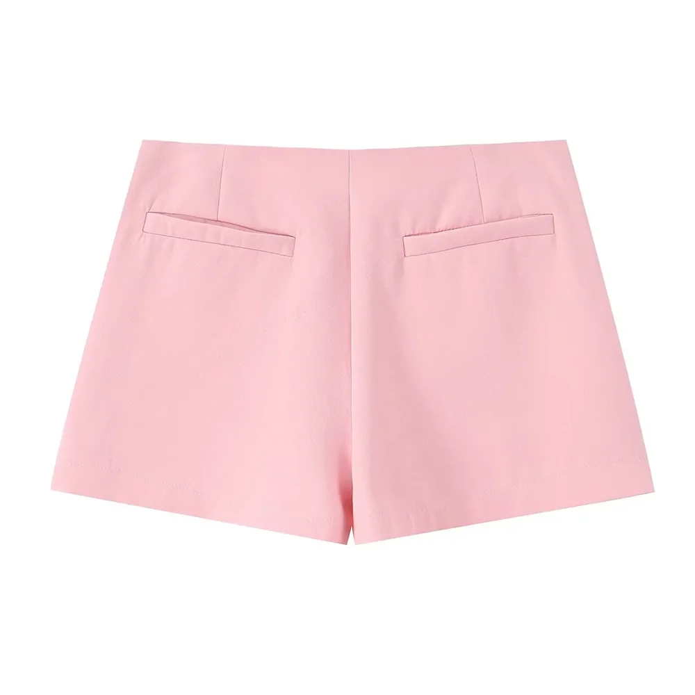 ملابس نسائية صيفية جديدة BM&MD&ZA2025 بسيطة غير رسمية متعددة الاستخدامات على طراز الركاب بلون سادة شورت تنورة غير متماثلة #5