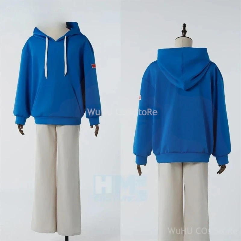 

Anime Sakamoto Days Shin Asakura Cosplay Trousers Blonde Wig Anime Cosplay Costume Wig Blue Sweatshirts Uniform Outfit Halloween