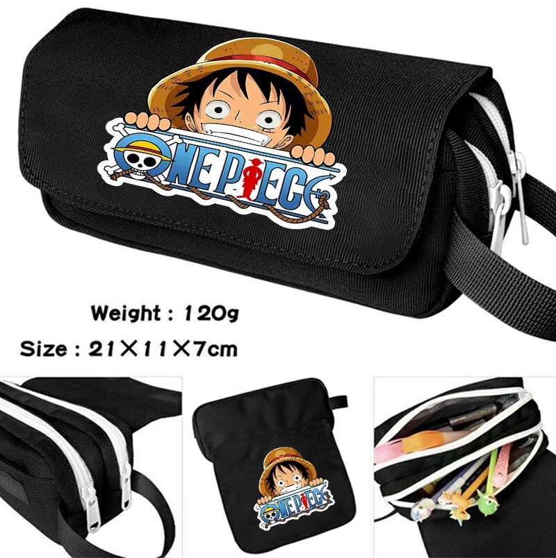 One Piece Federmäppchen, neu, mit Cartoon-Anime-Figuren bedruckt, für Jungen, große Kapazität, Schreibwarenbox, tragbar, für Schüler, Schulbedarf, Geschenk
