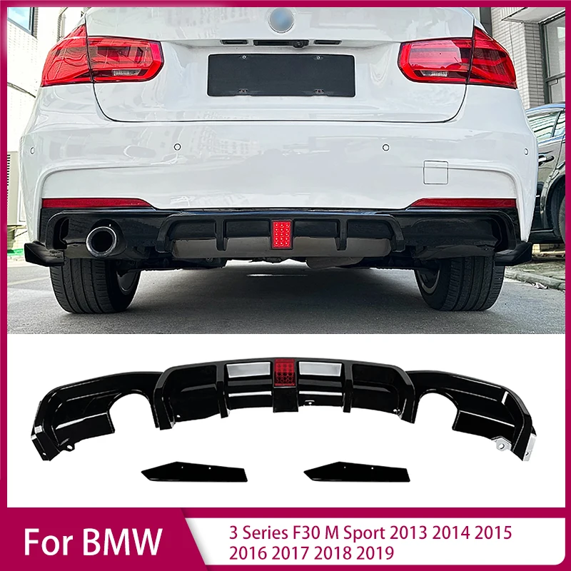 Rear Bumper Diffuser Lip for BMW 3 Series F30 M Sport 2013 2014 2015 2016 2017 2018 2019 Exhaust Guard Spoiler Splitter