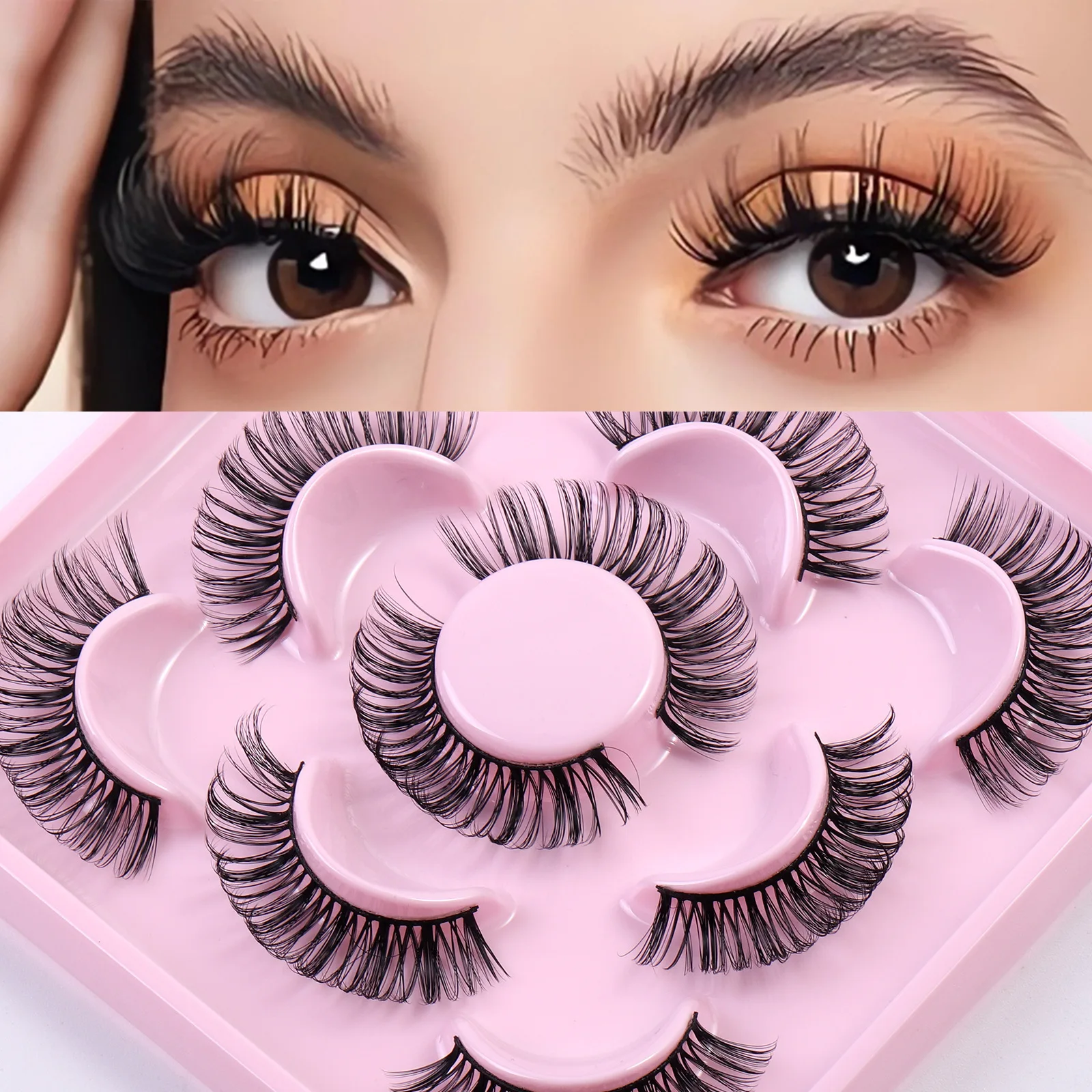 5-pair Russian DD Curved Vacation EyelashesThe Thick Synthetic Fiber Eyelashes of The European and American Style