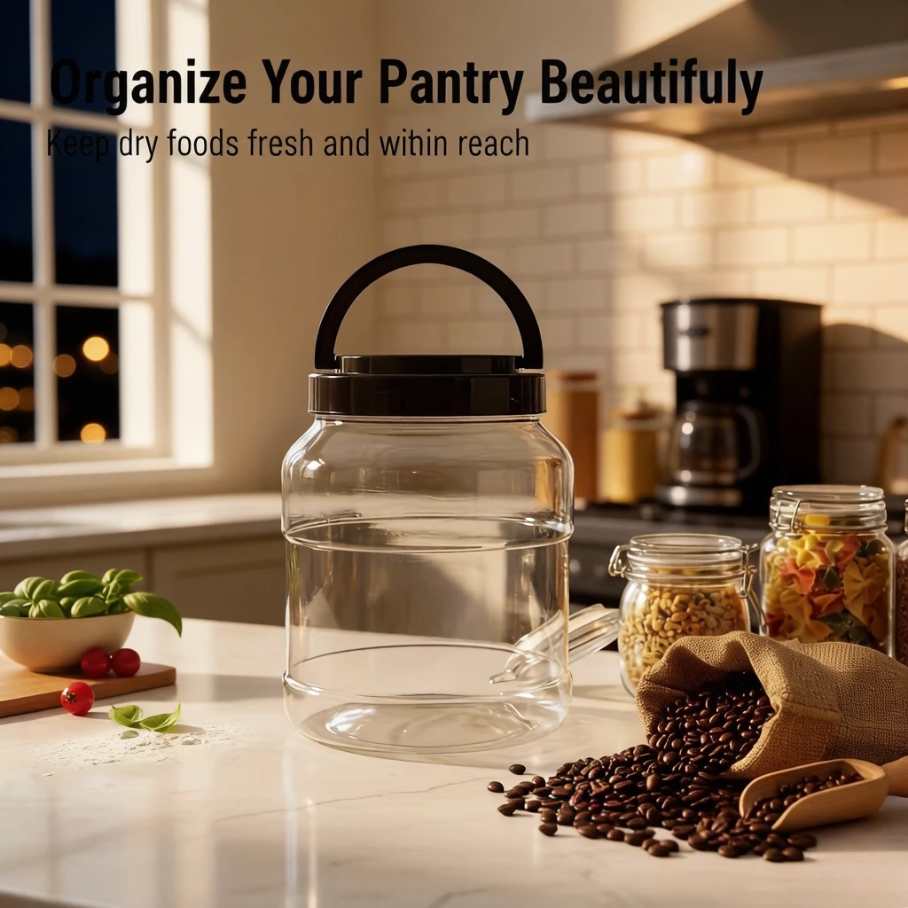 1pcs Sealed Kitchen Food Storage Container, Grain Dispenser Container, with Durable Lid, Suitable for Flour, Sugar, Rice (2650ML