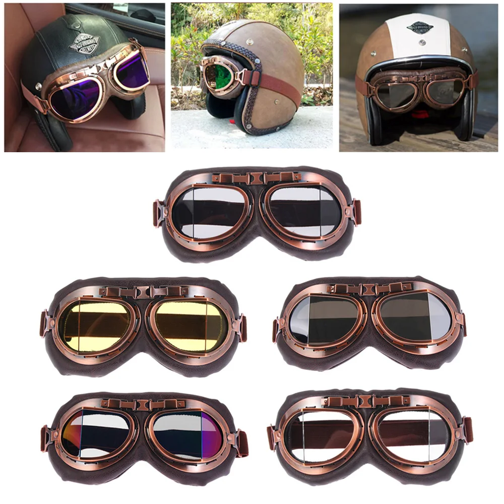 1PC Retro Vintage Pilot Goggles Motor Protective Gear Glasses For Motorcycle Eye Protection Cruiser Cafe Scooter