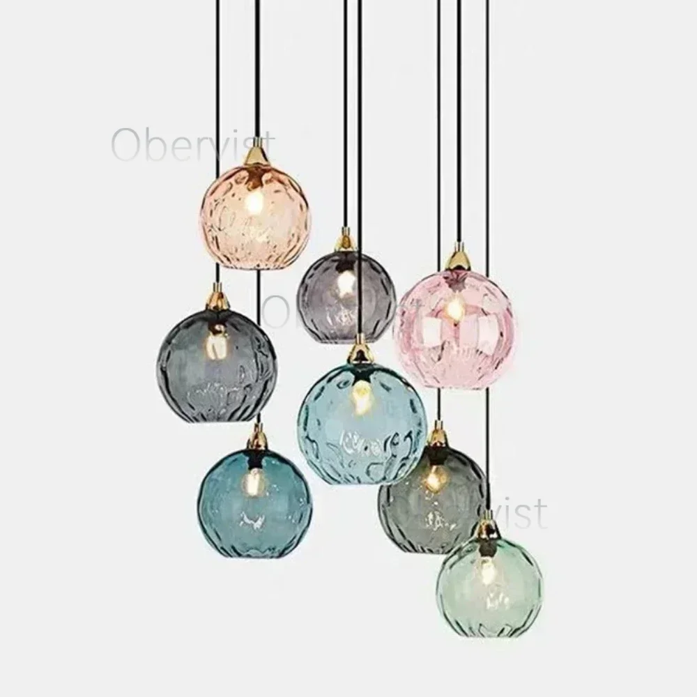 Colorful Modern Glass Chandelier Led Pendant Light For Living Room Classical Glass Hanging Lamp Fixture Nordic ChandelierLustre