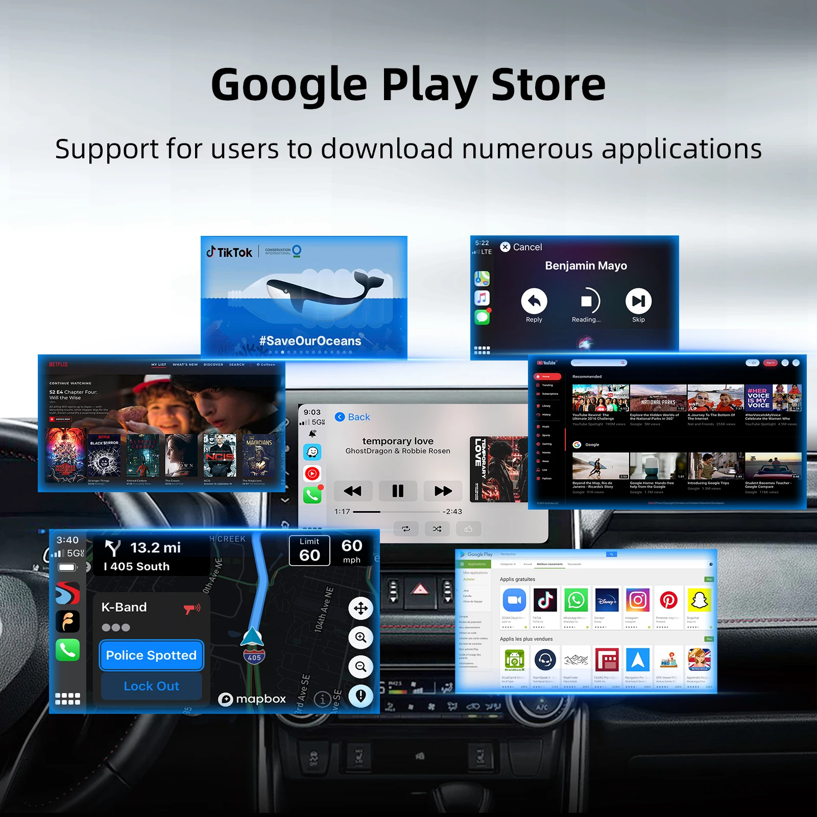 Android 13 CarPlay Android Ai Box سلكي إلى Android اللاسلكي Qualcomm Octa-core 8+128G Netflix Youtube، توصيل وتشغيل 4G مدمج