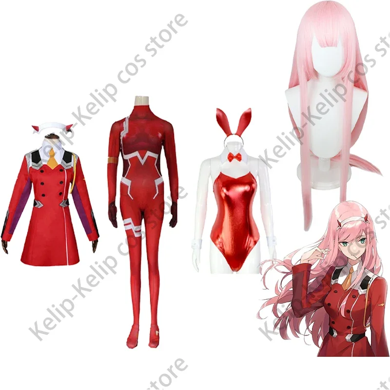 

Women Sexy Zentai Suit Zero Two Cosplay Costume Bodysuit Darling In The Franxx 02 Role Play Jumpsuit Set Halloween Costumes