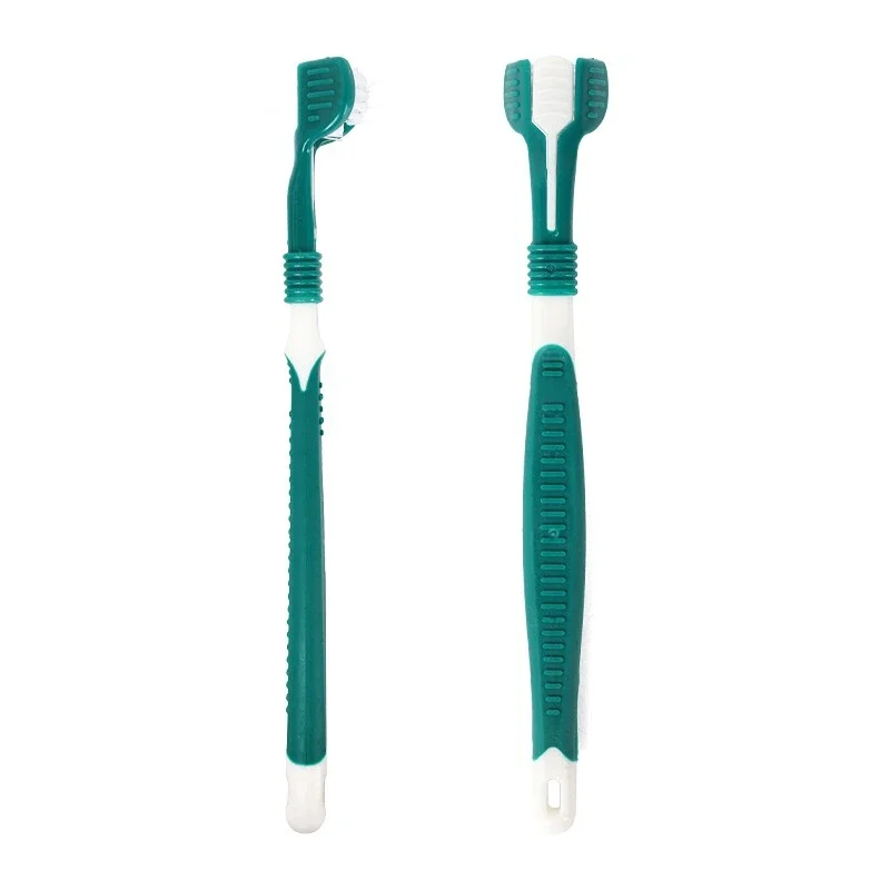 Three Sided Pet Toothbrush Three-Head Multi-angle Toothbrush Cleaning Dog Cat Brush Bad Breath Teeth Care Tool