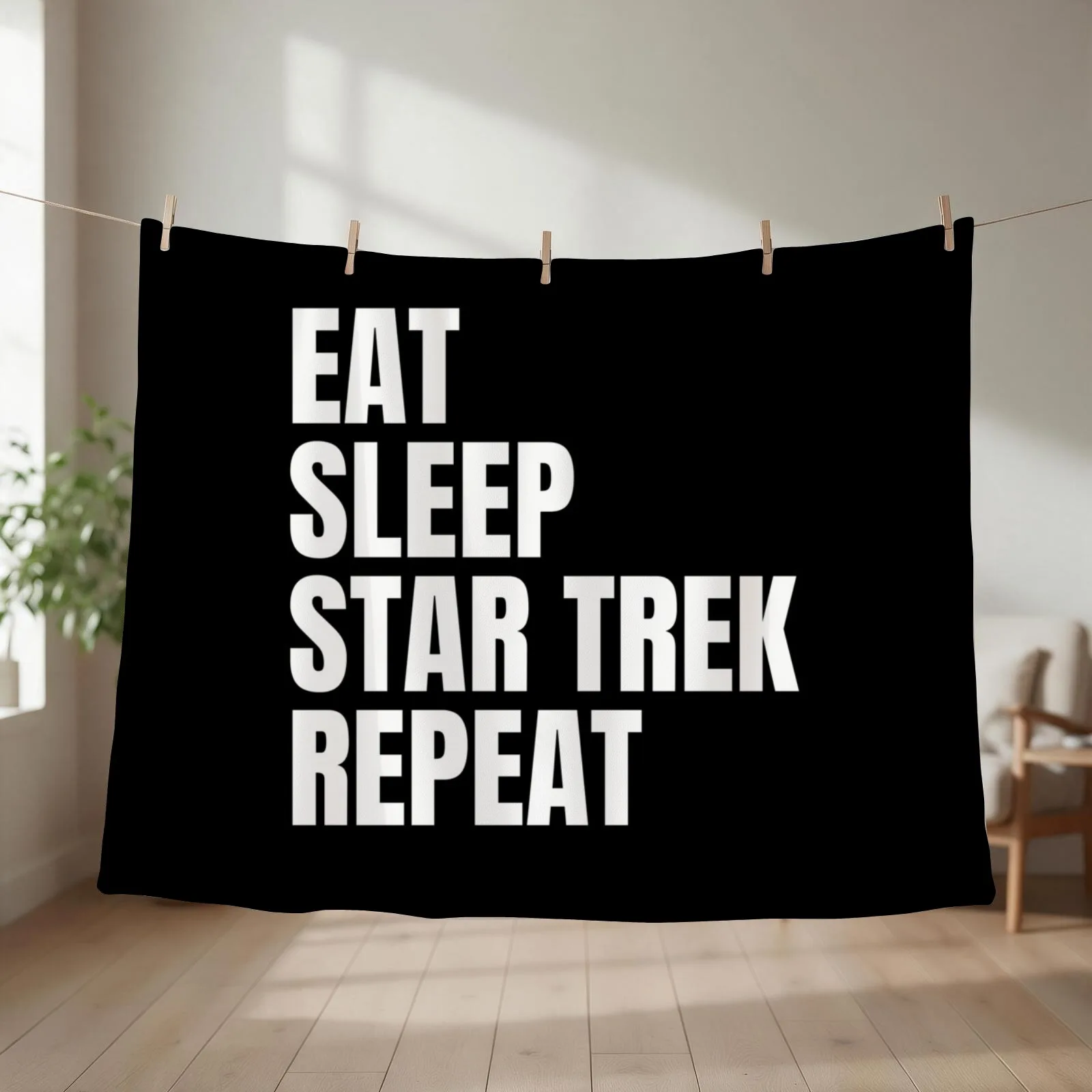 Eat Sleep Star Trek Repeat Throw Blanket couch cozy soft plush fuzzy picnic outdoor blanket