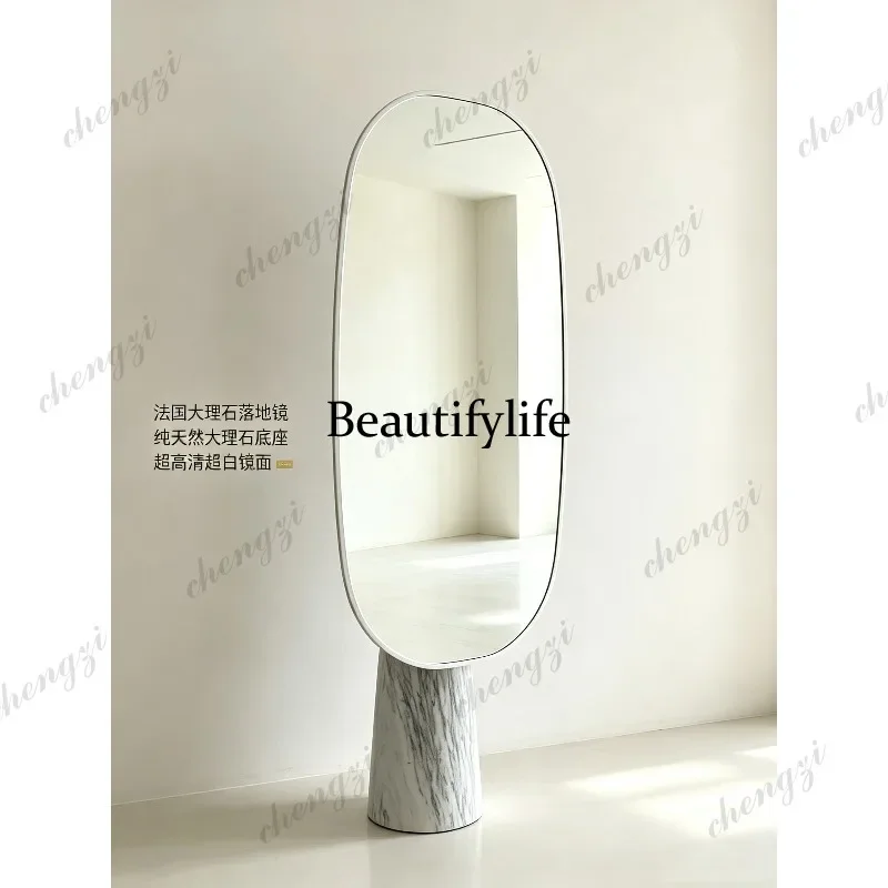 P41 French sculpture floor-to-ceiling mirror marble full-body mirror mobile bedroom fitting mirror