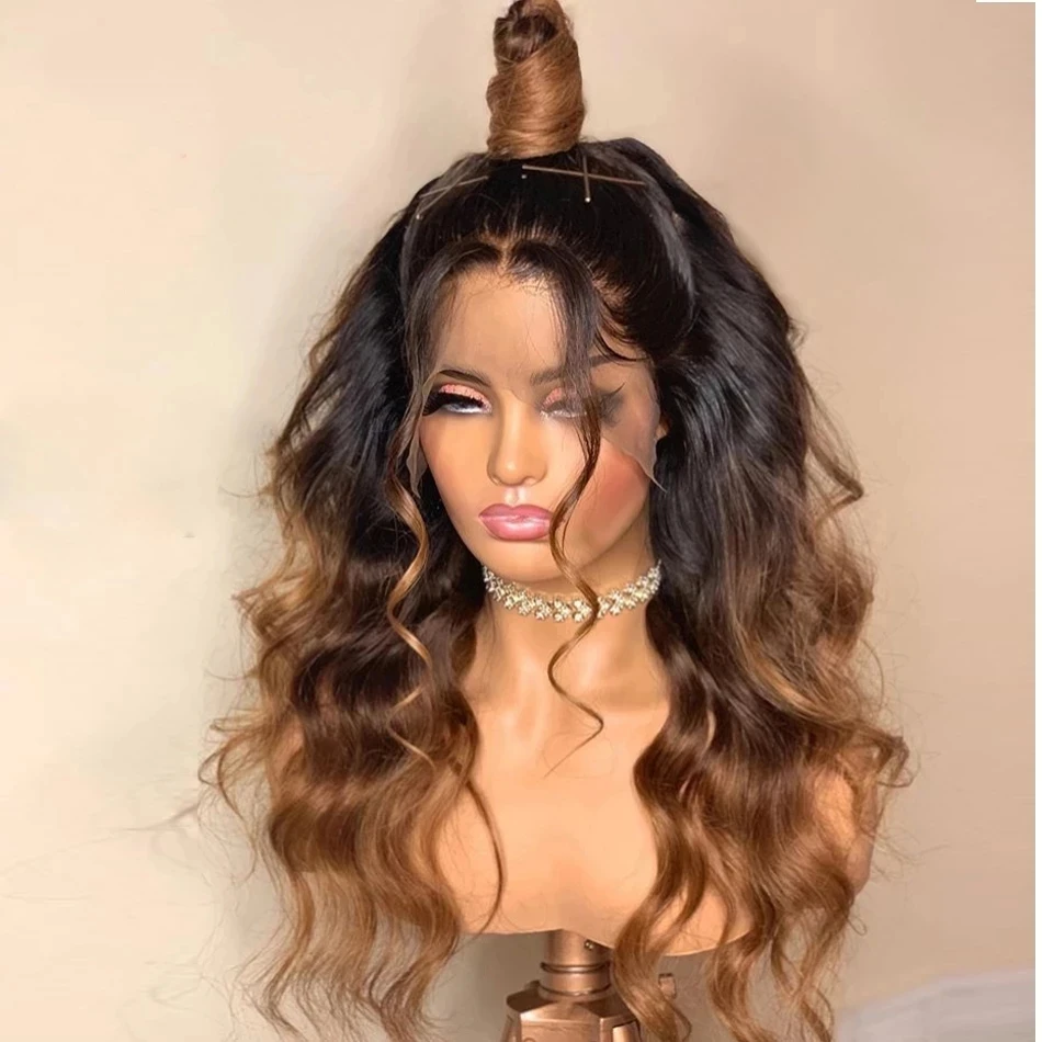

Blended Brown Hair Synthetic Lace Wig Body Wave Lace Front Wigs for Women Free Part Cosplay Party Wig Heat Resistant Wigs