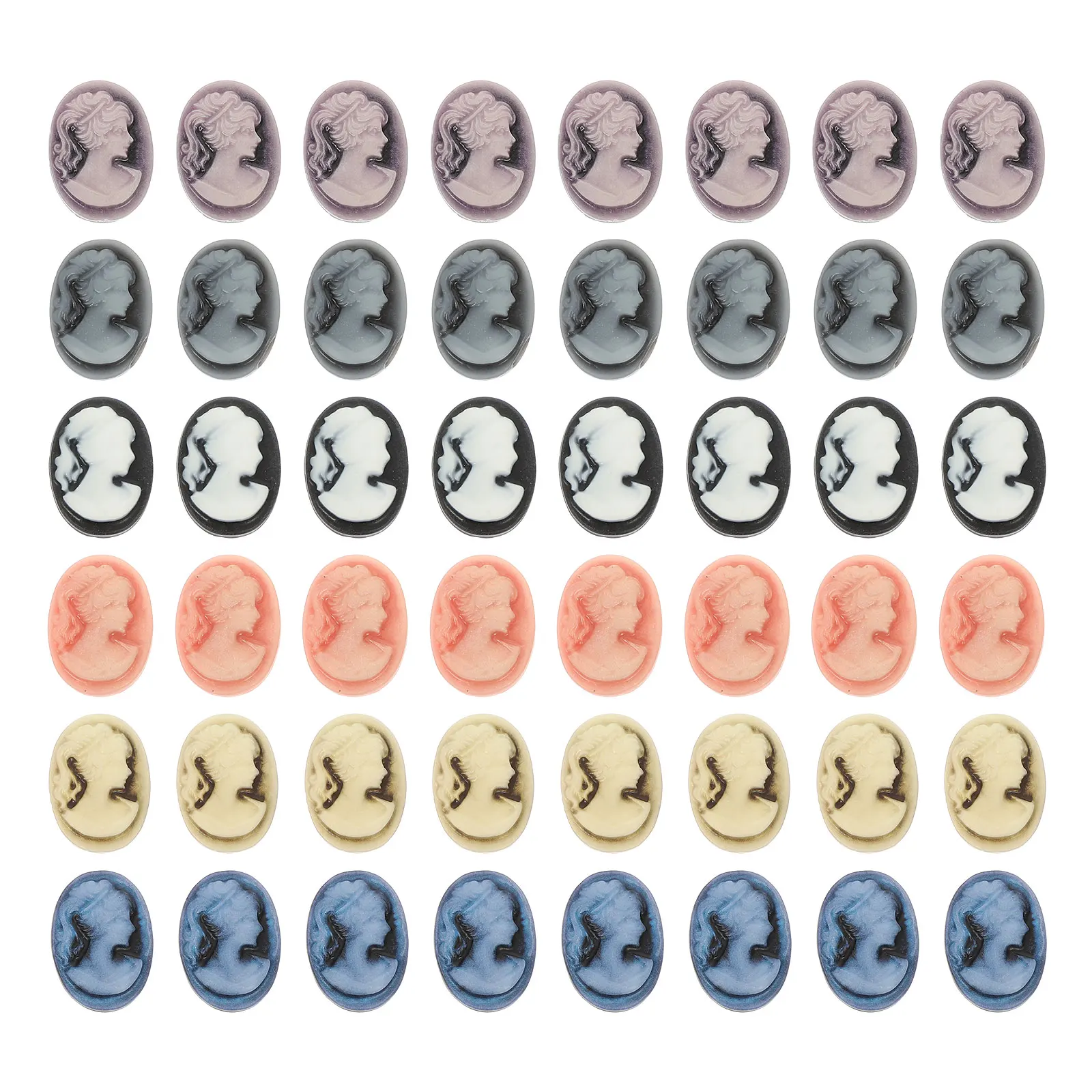 

48pcs Resin Cameo Cabochons Headwear Accessories Jewelry Making Supplies Flat Back Beads Embellishments Scrapbooking Charms