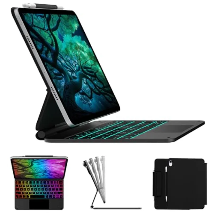 

Edge Keyboard Case for iPad 11th Gen A16 2025 10th Gen 10.9 (2022) Multi-Touch Trackpad, Black Backlit Magic-Style Keyboard, Fl