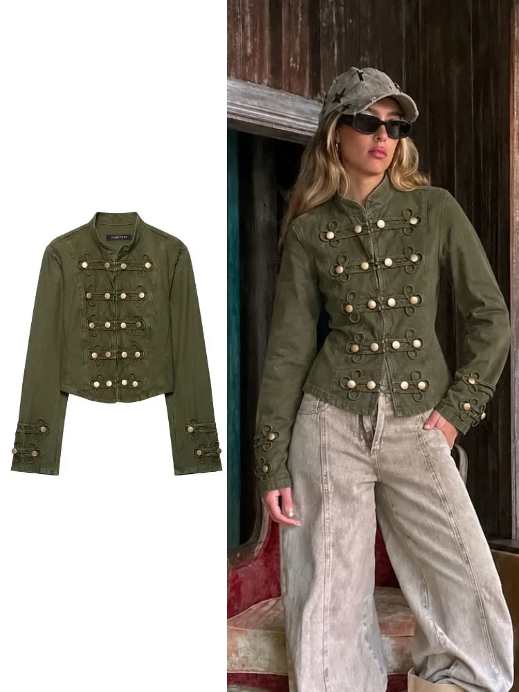 New Chic Trendy Army Green Coat Women Spring Autumn Stylish Long Sleeve Relaxed Fit Street Wear Gorgeous Elegant Fashion Jacket