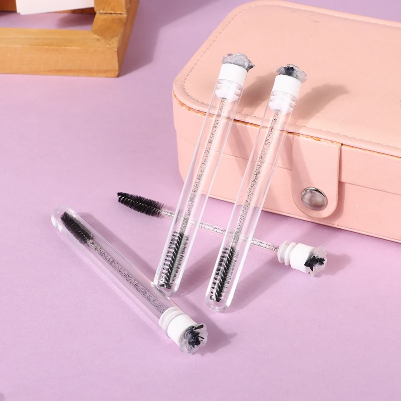 10Pcs Ink Camellia Eyebrow Brush Tube Disposable Eyelash Brush Reusable Eyelash Brush Portable Eyelash & Eyebrow Brushes