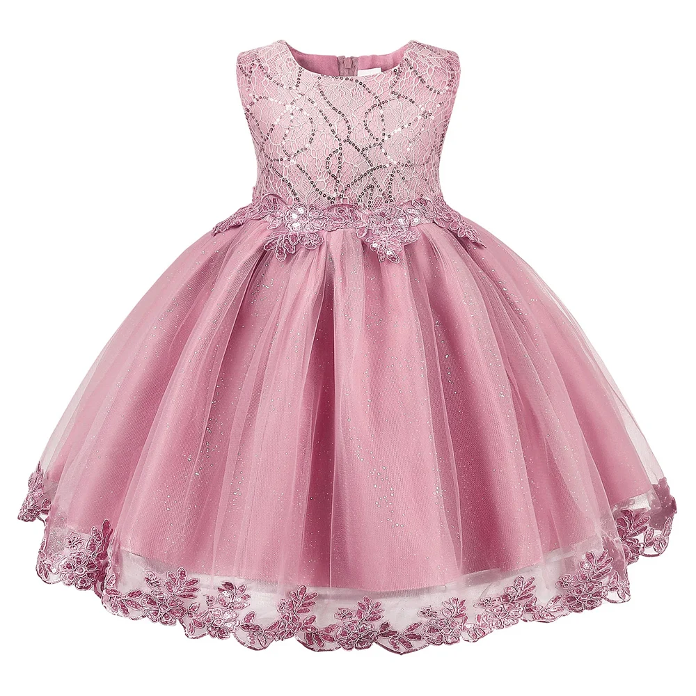 

Jurebecia Baby Girls Lace Embroidery Dress Bowknot Party Dress Bridesmaid Wedding Gown