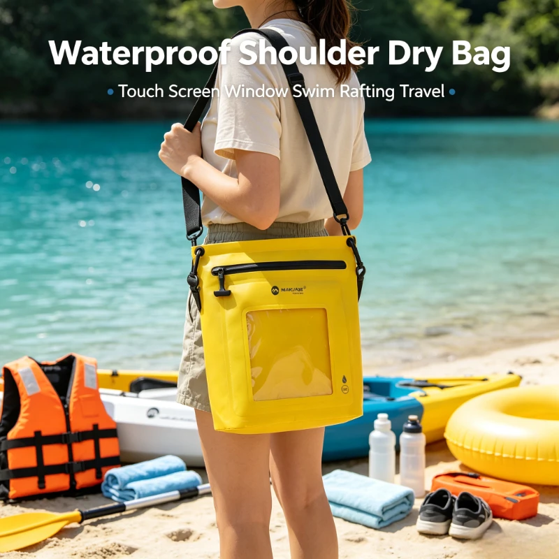 Waterproof Airtight Crossbody Clutch Bag, Outdoor Swimming Rafting Storage Pouch, Scratch Resistant Sturdy Hiking Travel Bag