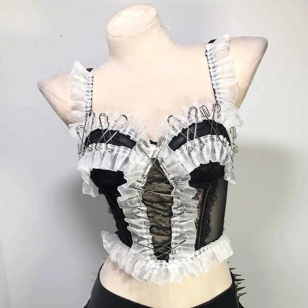 Goth Tops Emo Clothing Punk Rock Clothes Vintage Grunge Kawaii Y2K T-shirt E-Girls Festival Outfit Harajuku Gothic Tank Rave