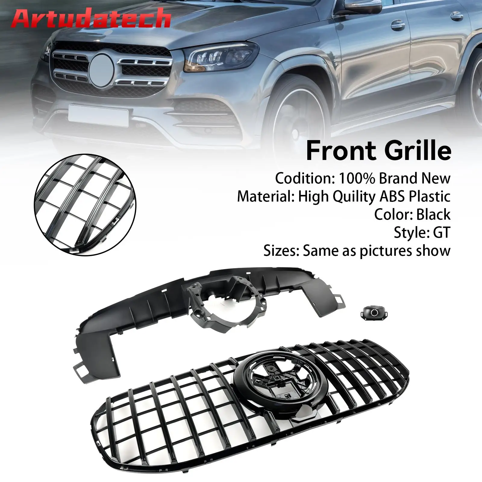 

Artudatech Front Bumper Grille Grill Fit For Mercedes Benz X167 GLS450 GLS580 2020-2024