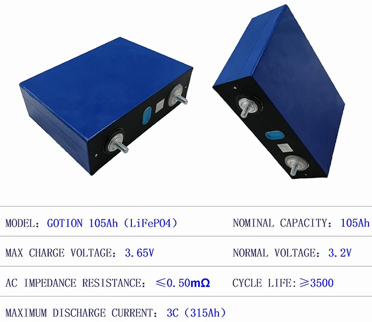 High Quality Gotion Prismatic LifePo4 Cells 3.2V Lifepo4 105Ah Battery