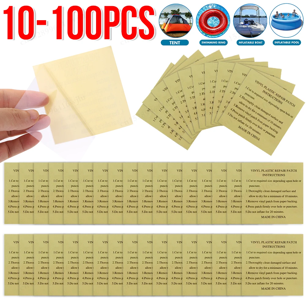 10-100pcs Pool Liner Repair Kit Underwater Repair Kit Sturdy Waterproof Air Mattress Patch Self Adhesive Pvc Inflatable Repair P