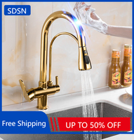 Smart Touch on Filter Kitchen Faucets 3 Way Hot Cold Pure Water Pull Out Kitchen Sink Mixer Tap Sensor Touch Filter Mixer Faucet