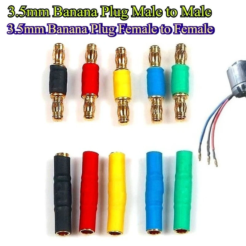 

2-10Pcs 3.5mm Banana Plug Gold Plated Male to Male Female to Female Banana Plug Connector Red Black Yellow Green Blue for motor
