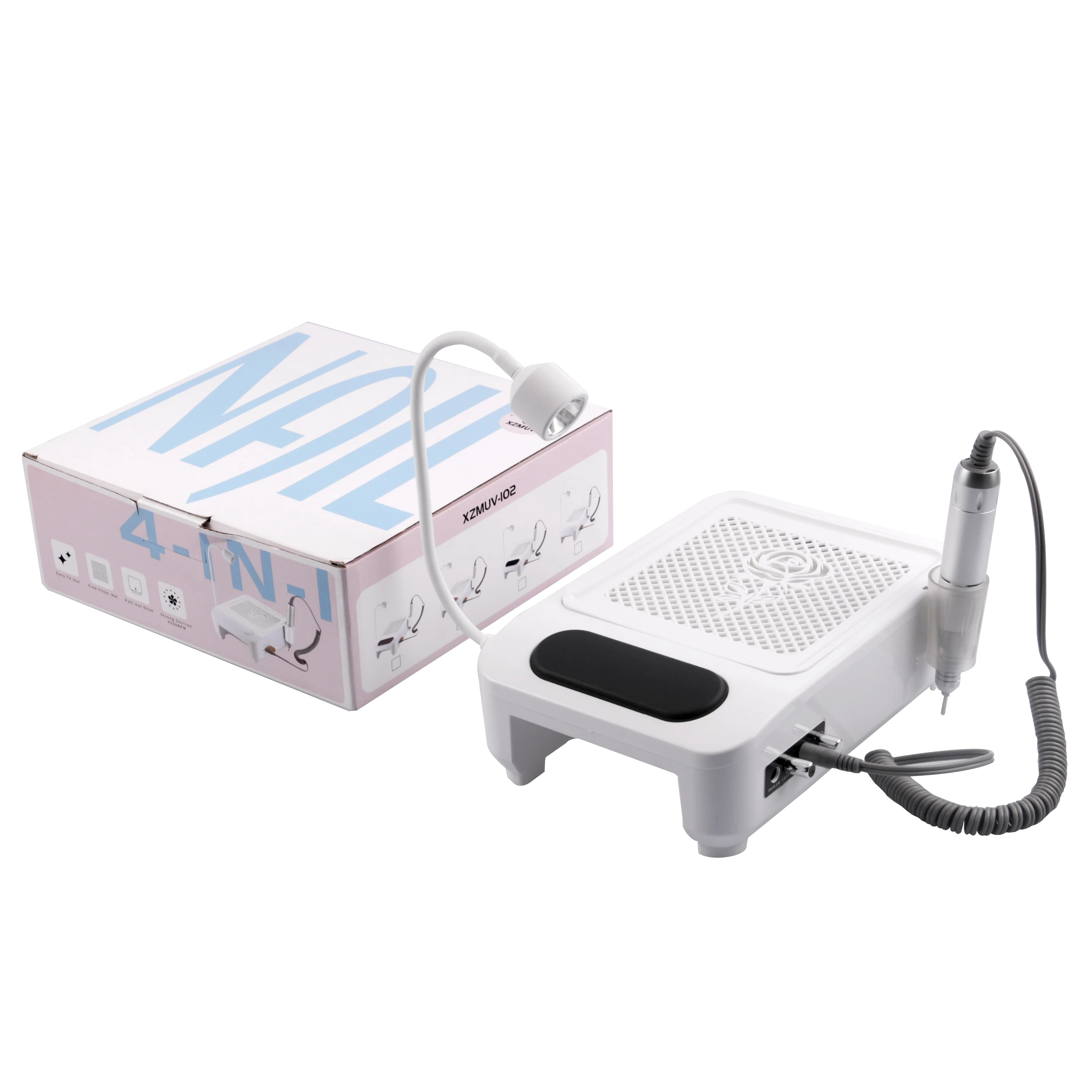 4-in-1 Multi-functional Electric Nail Drill File Professional, Nails Dust Collector, UV LED Nails Lamp Light Dryer