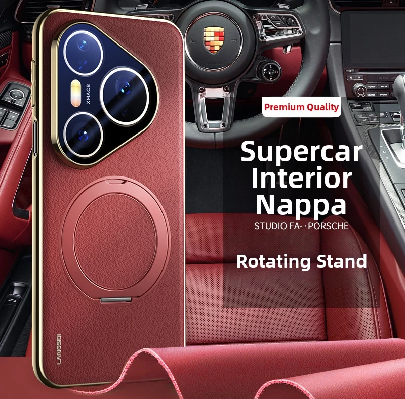 Magnetyczne skórzane etui do Huawei Pura 80 70 Pro Pro+ z obrotową podstawką 360 stopni, odporne na wstrząsy, kompatybilne z MagSafe, z folią ochronną na obiektyw. — zdjęcie produktu 6