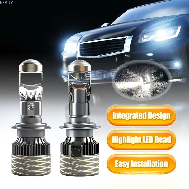 Car led headlights h4 far and near integrated double lens h7 laser headlights, headlights