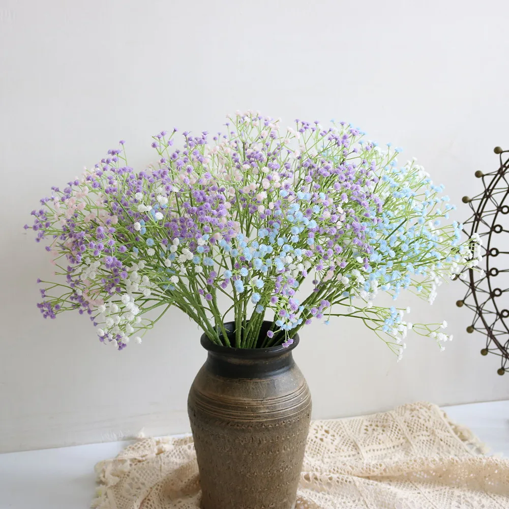 1 Bundle Artificial Fake Silk Gypsophila Flower Outdoor Wedding Bouquet Glass Vases Decoration Artificial Fake Flower Xmas Gifts