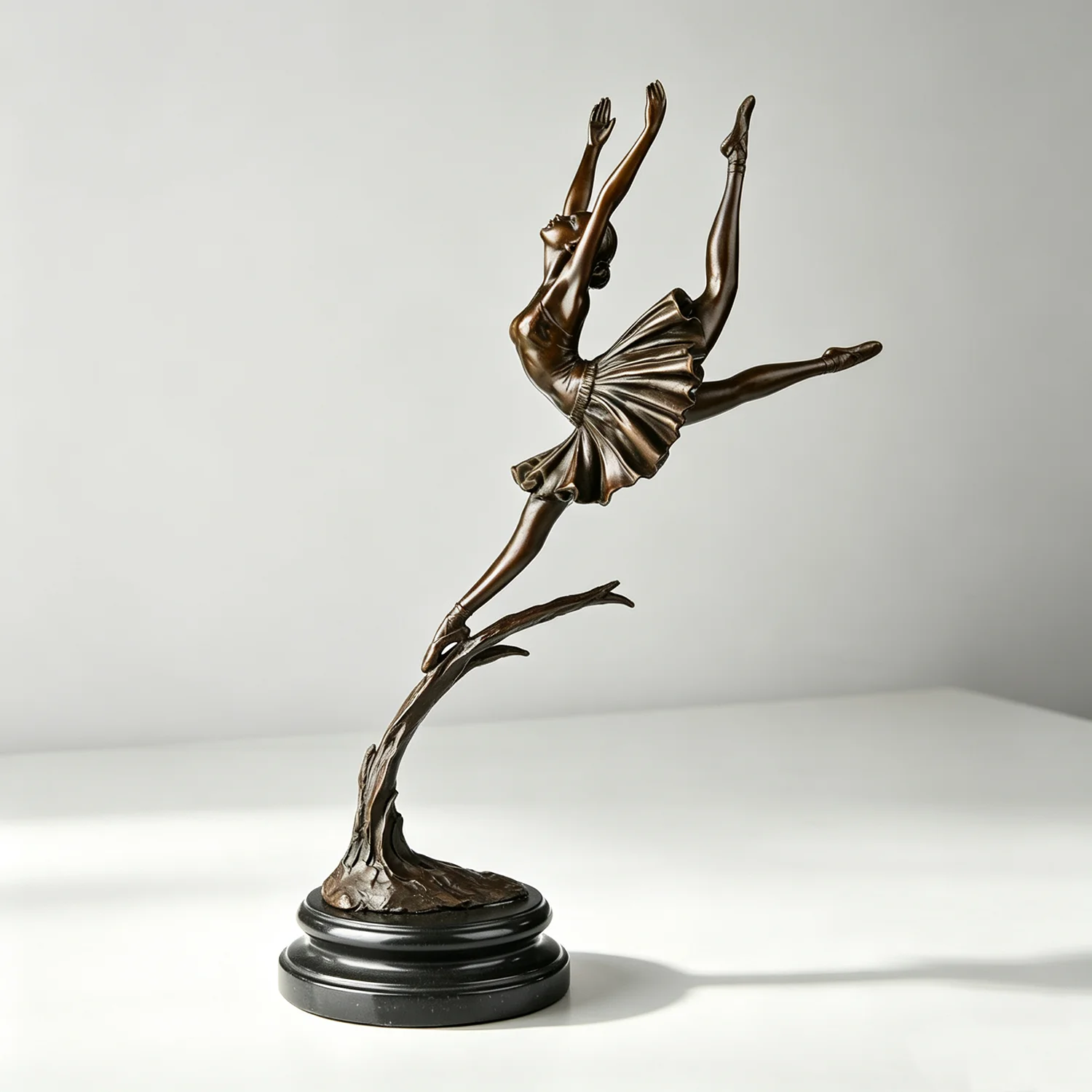 Bronze Ballerina Statue Female Jumping Ballet Dance Sculpture Delicate Modern Art Perfect Girl Room Decor Christmas Gifts