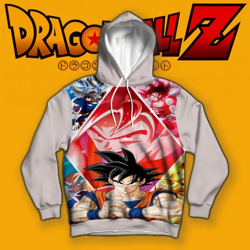 سترة بغطاء للرأس من Dragon Ball متعددة الأشكال من Goku Collage مطبوعة فريدة من نوعها من بانداي مستوحاة من الألوان وتصميم الحركة يجب اقتناؤها لمحبي الرسوم المتحركة
