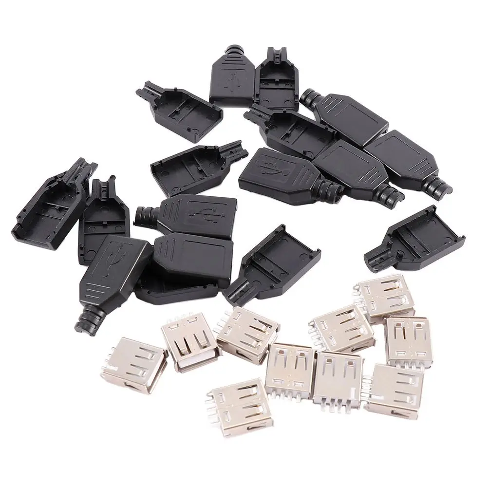 Durable Type A Plug 4-Pin Female with Plastic Cover USB Adapter USB Connector USB Plug Socket