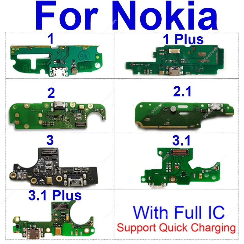 USB Charger Dock Board For Nokia 1 2 2.1 3 3.1 1Plus 3.1Plus USB Charging Jack Charger Plug Board with Microphone Repair Parts