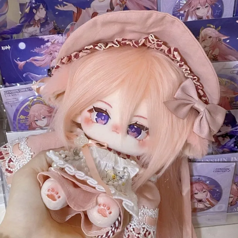 20cm jogo genshin impacto yae miko plushies mudança terno boneca anime kawaii cosplay corpo de pelúcia dos desenhos animados fãs coleção brinquedos presente